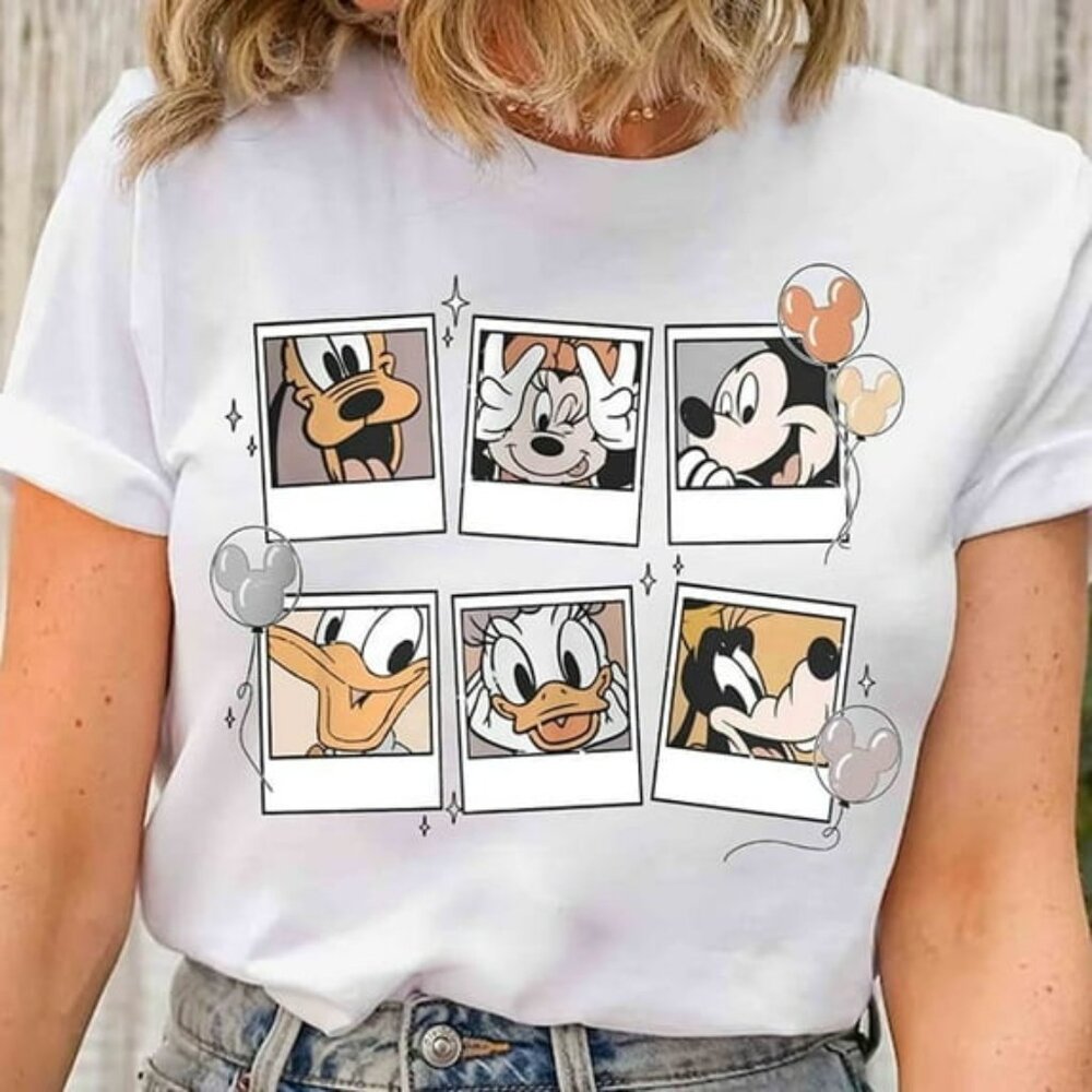 Disney Mickey Mouse and Friends Cute Photos Balloon Shirt, Mickey Minnie Donal05